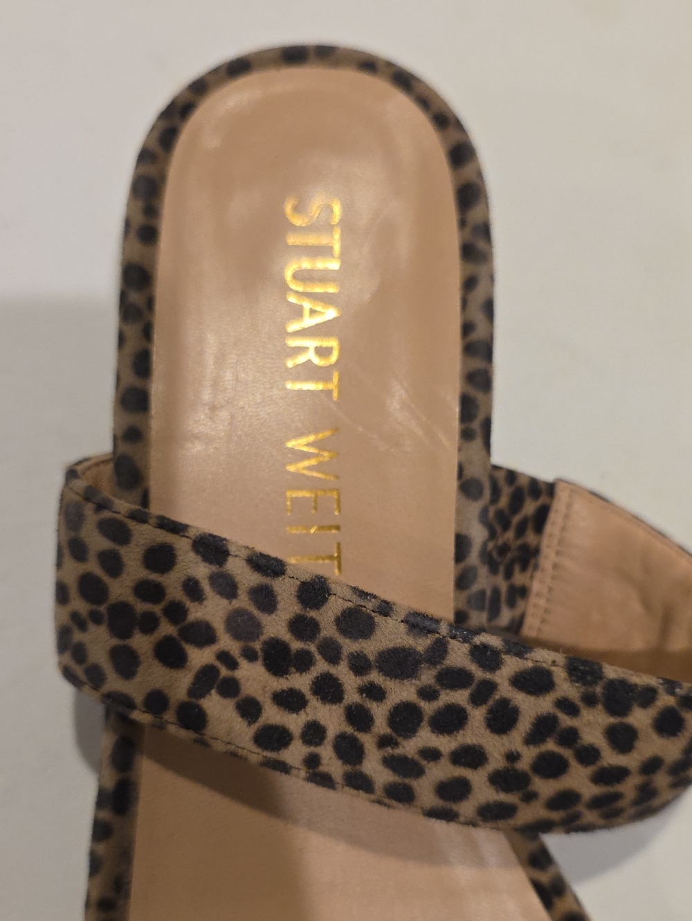 Stuart Weitzman Leopard Print Block Heel Sandals Square Toe Trendy Size 9 Shoes - Picture 3 of 9